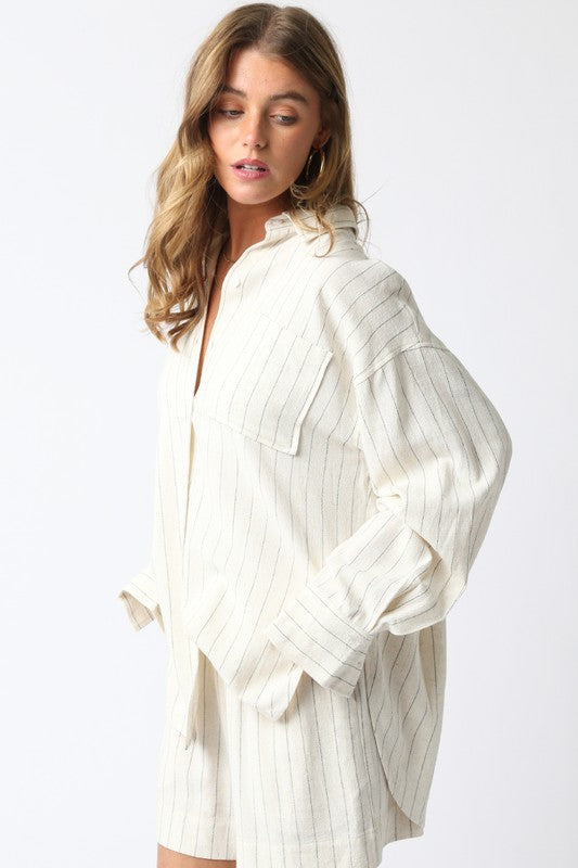 Breezy Stripe Button Down Top | last one size medium