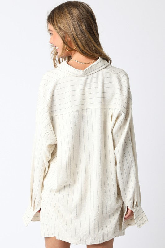 Breezy Stripe Button Down Top | last one size medium