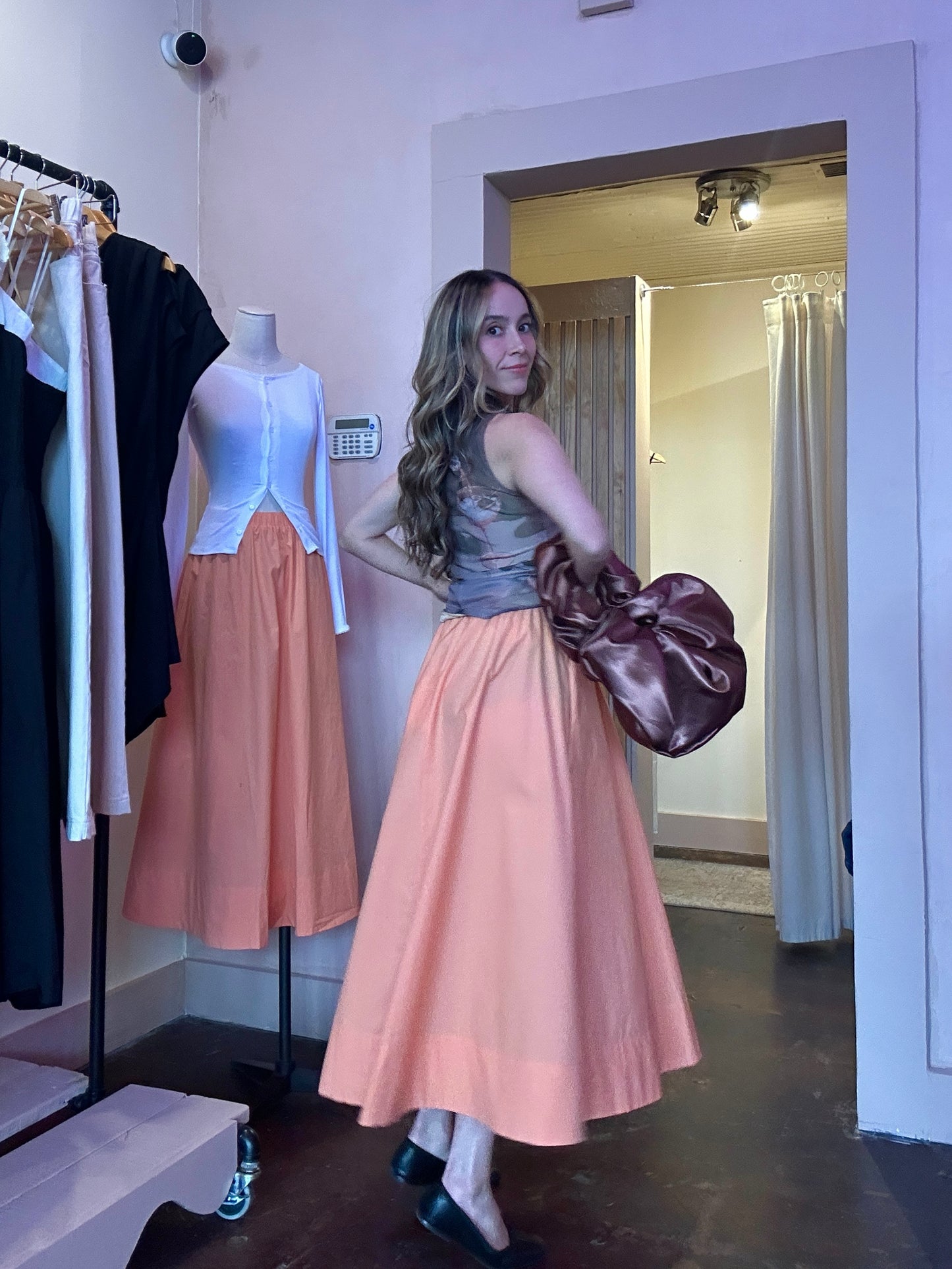 Peach Midi Skirt