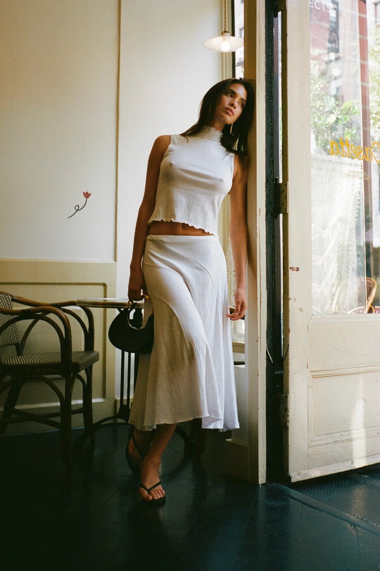 Daphne Crinkle White Skirt
