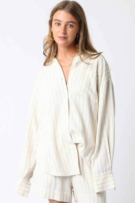 Breezy Stripe Button Down Top | last one size medium