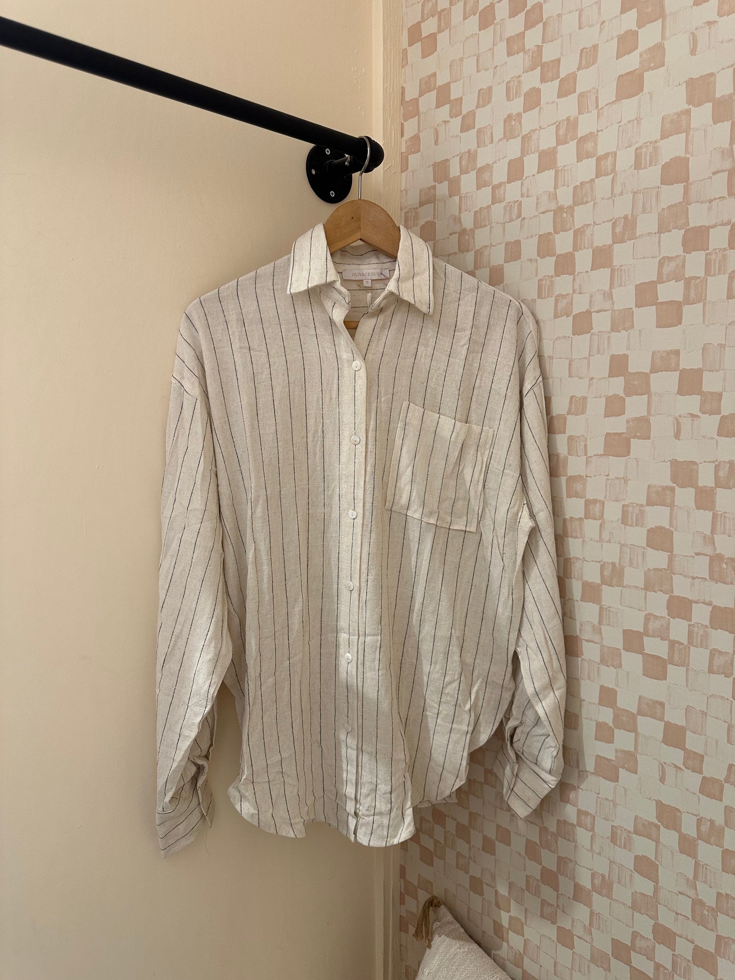 Breezy Stripe Button Down Top | last one size medium