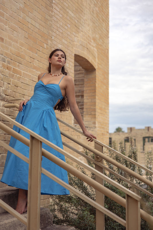 Destene Dress- Capri Blue | last one size large