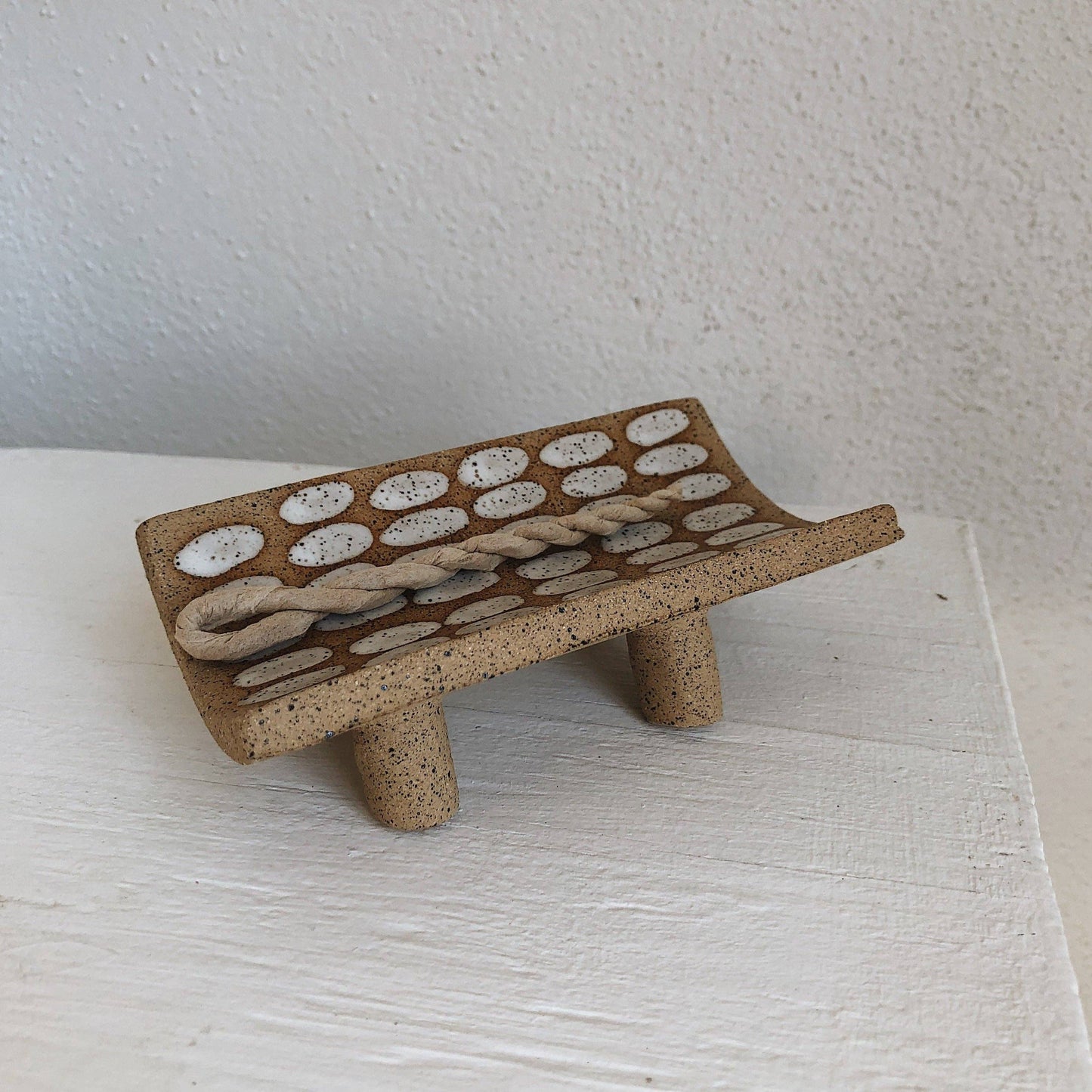 White Dash Speckled Incense Tray