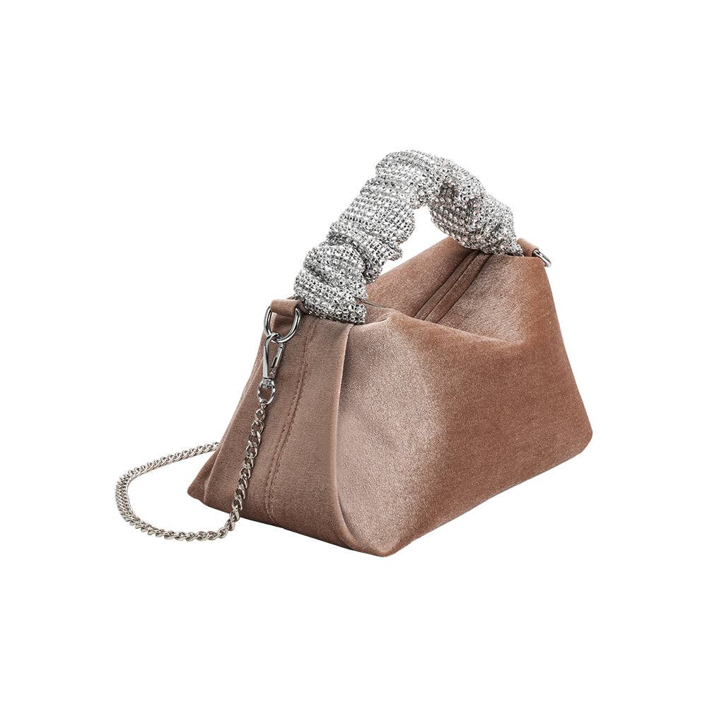 Estela Taupe Velvet Top Handle Bag