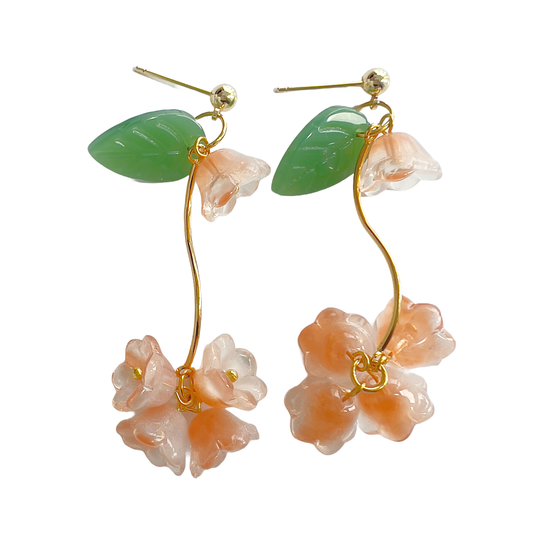 Orange Flower Branch Earrings