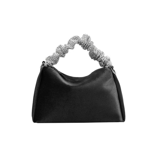 Estela Black Velvet Top Handle Bag