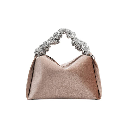 Estela Taupe Velvet Top Handle Bag